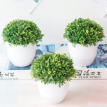 Maceta de plantas artificiales, bonsái, maceta de plástico, simulación de hierba, decoración para fiesta de cumpleaños, hogar, oficina, escritorio 2024 - compra barato