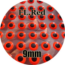 9 мм 3D FL. Красный/оптовая продажа 500 мягкие формованные 3D голографические глаза рыб, муха завязывания, джиг, приманка делая 2024 - купить недорого