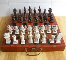 Редкая удача китайский 32 шт Шахматный набор/коробка/Xian Terracota ВОИН подарок искусство бронза натуральная медь 2024 - купить недорого