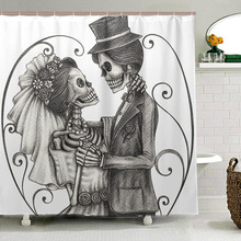 Cortina de ducha con diseño del Día de los muertos, visillo impermeable de poliéster con diseño de calavera de San Valentín, tejido de matrimonio para Baño 2024 - compra barato
