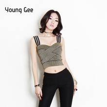 Young Gee 2019 Women Elastic Bandage Crop Top Spaghetti Strap Sexy Busty Stretch Tight Lady Camis Tank Tops cropped feminino 2024 - buy cheap