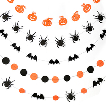 1set 4M Halloween Bunting Banner Pumpkin Bat Spider Hanging Flag Holiday Decor DIY Halloween Party Decoration Horror Props,Q 2024 - buy cheap