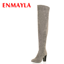 ENMAYLA Black Blue Gray Over-the-Knee Boots Women Snow Fashion Winter Boots Shoes Women High Autumn Boots Size 34-43 Long Boots 2024 - buy cheap