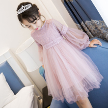 Solid Lace Chiffon 2019 Autumn Long Sleeve Dress Girls Clothes Kids Dresses for Girls Princess Girls Dresses Children Clothing 2024 - buy cheap