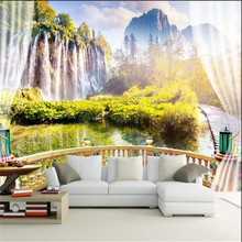 Beibehang-tela de seda de mural personalizado, papel tapiz 3d de pared de habitación, paisaje de cascada, ventana exterior, foto 3d, mural de pared, papel tapiz para paredes 3d 2024 - compra barato