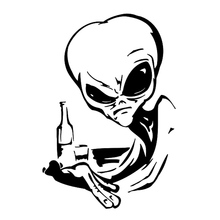 Pegatina de vinilo Alien Ufo para motocicleta, 12,1 cm x 17,6 cm, S3-5766 negro/plateado 2024 - compra barato
