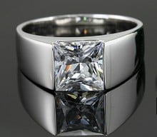 Anéis de diamante de prata para homens, fantásticos 2ct halo, corte de princesa, prata esterlina 925, anéis para homens, casamentos 2024 - compre barato