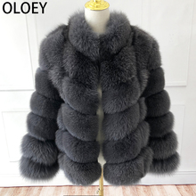 Women's high quality 100% real fur coat Natural fox fur vest Leather jacket leather coat Stand collar long sleeve fox fur coat 2024 - купить недорого