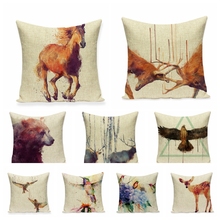 North Design Digital Printed Pillowcase Watercolor Bird Deer And Cushions Home Decor Decorative Pillow Sofa Throw Pillows 2024 - buy cheap