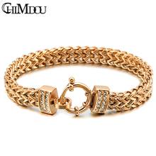 CHIMDOU Trendy 316L Stainless Steel Gold Color Hip hop Men or Women Bracelet Link Chain Bracelet Jewelry Wholesale AB440A 2024 - buy cheap