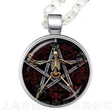 Colar de vidro de pentagrama supernatural, pingente gótico, satanismo, pentáculo oculto, joias, pingente pagão, presente para amigos 2024 - compre barato