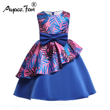 Children's Dress 2019 Summer Autumn New Lovely Bow Print Irregular Hem Ball Gown Dress for Baby Girls Kids Party Princess Dress 2024 - buy cheap