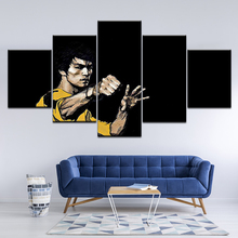 HD Printed Painting Modern Wall Art Pictures 5 Panel Kung Fu Superstar Bruce Lee Home Decoration Posters Framework Living Room 2024 - buy cheap