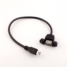 Conector USB 2,0 A hembra, Conector de Panel A Mini 5 pines B macho, adaptador de Cable de datos, 1 pie 2024 - compra barato