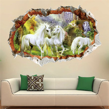ZOOYOO-pegatinas de pared de unicornio para habitación de niños, decoración para el hogar con efecto 3D, arte Mural, póster artesanal 2024 - compra barato