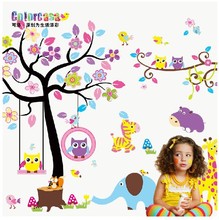 58*235cm Cartoon Animals Cute Owl Tree vinyl wall stickers for kids rooms ecor child sticker wall art decals home decoration 2024 - buy cheap