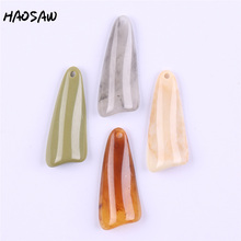 HAOSAW 15*37MM 6Pcs/Lot Jewelry Accessories/Resin Beads/DIY/Marble Effect/Long Shape/Jewelry Making/Hand Made/Earring Findings 2024 - buy cheap