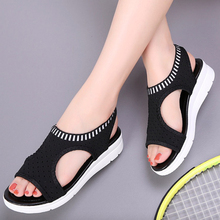 Women Sandals 2019 Fashion Mesh Summer Shoes Flats Platform Breathable Elastic band sandals Casual Women Shoes big size 35-45 2024 - buy cheap