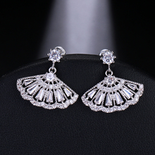 EMMAYA New Trendy AAA Cubic Zirconia Fan Pendant Drop Earings Jewelry Shiny Crystal Earrings For Women Girls Wedding Party 2024 - buy cheap