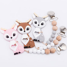 Baby Pacifier Clips Chain Food Grade Silicone Sika Deer Teether Wooden Pacifier Chain Rodents Baby Teether Car Toys Baby Goods 2024 - buy cheap