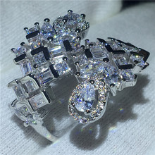 Anel de design exclusivo 925 prata esterlina aaaa zircon cz vintage noivado anéis de banda de casamento para mulher nupcial dedo jóias 2024 - compre barato