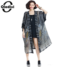 Oladivi Plus Size Women Blouses Shirt Tops Long Kimono Cardigan Blusas Beach Thin Outerwear Summer 2021 Sun Protection Cover 8XL 2024 - buy cheap