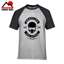 Camiseta masculina logo de caveira, camiseta de manga curta 100% algodão para homens, jiu-jitsu, jiu, jitsu, bjj 2024 - compre barato