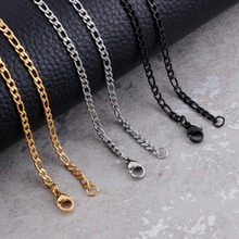 3mm Width Stainless Steel Figaro Chain Gold/Black Trendy Necklaces Hip Hop Jewelry 2020 2024 - buy cheap