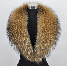 Free Shipping REAL Wonderful raccoon fur collar natural Genuine Big Raccoon Fur Collar scarf warp shawl winter neck warmer 2024 - buy cheap