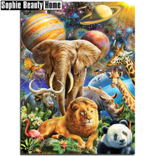 5D DIY Full Diamond Painting Animal Elephant Lion Panda Diamond Embroidery Cross Stitch Universe Rhinestone Mosaic Decor 18C062 2024 - buy cheap