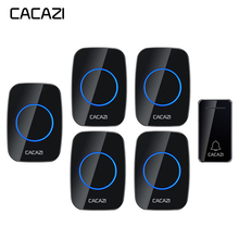 Автономный беспроводной дверной звонок CACAZI, водонепроницаемый светодиодный светильник без аккумулятора, штепсельная вилка стандарта США, ЕС, Великобритании, 1 кнопка, 5 приемников 2024 - купить недорого