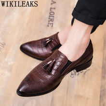 Crocodile Shoes Men Formal Coiffeur Office Shoes Men Classic Italian Brand Pointu Toe Business Shoes Men Oxford Leather Ayakkabi 2024 - buy cheap