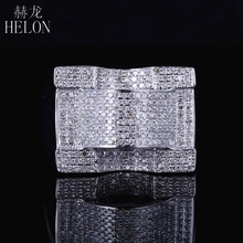 HELON 925 Sterling Silver Men Jewelry Finish Round 1.2ct Genuine Natural Diamonds Designer Pinky Band Ring Engagement Mens Ring 2024 - buy cheap