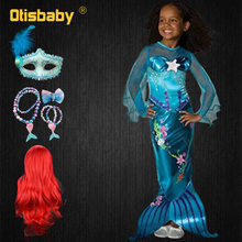 Нарядный костюм Русалочки на Хэллоуин; платье принцессы Ариэль на день рождения для девочек; платье феи для девочек; Рождественский карнавальный костюм 2024 - купить недорого