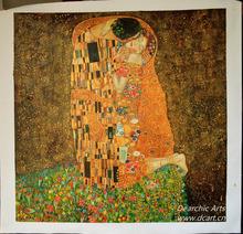 Free shipping 100% handpainted  famous artwork  kilmt oil painting reproduction--The kiss -80x80cm 2024 - buy cheap