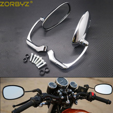 ZORBYZ Motorcycle Chrome L-bar Retro Oval Rearview Side Mirror E9 Mark For Honda Yamaha Suzuki Cafe Racer Custom 2024 - buy cheap
