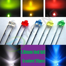 Kit surtido de lámparas LED ultrabrillantes, 5 colores X 20 piezas = 100 unidades, 1,8mm, rojo/amarillo/azul/verde/blanco, R/Y/B/G/W 2024 - compra barato