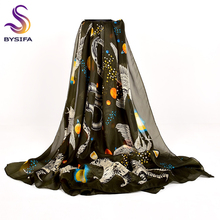 Женский шёлковый шарф-платок, 180x110 см 2024 - купить недорого
