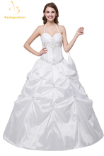 Bealegantom-novo vestido de noiva branco, 2019, apliques, tafetá bordado, noivas, estoque 2-4-6-8-10-12-14-16 q1000 2024 - compre barato