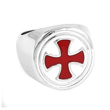 Классическое кольцо с крестом из нержавеющей стали, ювелирные изделия, кольцо с красным крестом с темпларом, защитное мужское кольцо в стиле рыцаря, мотора, байкера, оптовая продажа SWR0636A 2024 - купить недорого