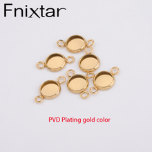 Fnixtar diâmetro interno 8mm aço inoxidável pvd revestimento cor dourada base configuração para fazer diy componentes cabochão 50 tamanhos 2024 - compre barato