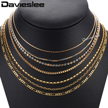 Davieslee Necklace For Women Gold Box Rolo Figaro Link Chain Necklace Womens Gift Fashion Woman Jewelry Accessories 2018 DGNM127 2024 - buy cheap