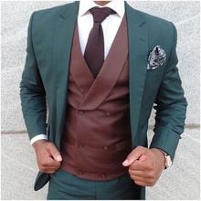 Terno masculino abotoaduras, mais novo casaco e calça em verde borgonha, terno casual para homens, slim fit, 3 peças, blazer personalizado 36 2024 - compre barato