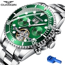 New GUANQIN Green Watch Men Luxury Brand Automatic Watch Tourbillon Waterproof Week Mechanical Wristwatch Mens Relogio Masculino 2024 - buy cheap