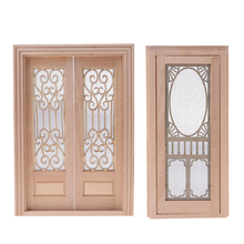 2 Pieces 1/12 Dollhouse Miniature Wood External Hollow Screen Door Unpainted 2024 - buy cheap