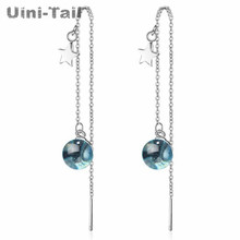 Uini-Tail hot new 925 sterling silver blue star ear line personality long paragraph fringed temperament crystal ball jewelry 2024 - buy cheap