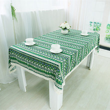 Free Shipping New Arrival Green National Wind Tablecloths Cotton Linen Nice Quality For Hotel/Party Kitchen Decor Table Cover 2024 - buy cheap