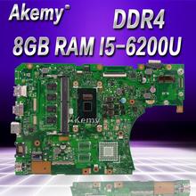 Placa base para ordenador portátil DDR4 X556UAM para For Asus X556U X556UV X556UQ X556UQK placa base original DDR4 8GB RAM I5-6200U 2024 - compra barato