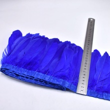 Atacado 2 tamanhos de fitas de penas de ganso azul royal enfeites franjas atacado 15-20cm faça você mesmo fita de penas tingidas para artesanato para saia decorativa 2024 - compre barato