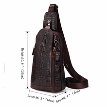 Bolso de pecho con diseño de agujero USB para hombre, bandolera de piel auténtica con patrón de cocodrilo, bolso de hombro Masculino 2024 - compra barato